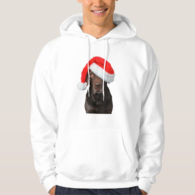 Moletom Chocolate Lab Picture Santa Hat Cachorro (Frente)