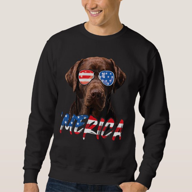 Moletom Chocolate Labrador American Flag Lab 4º Do (Frente)
