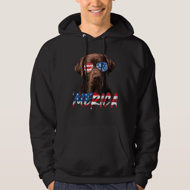Moletom Chocolate Labrador American Flag Lab 4º Do (Frente)