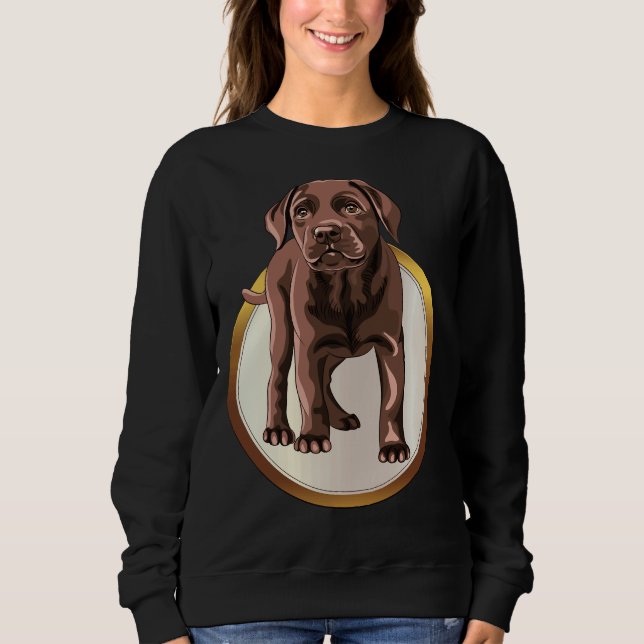 Moletom Chocolate Labrador Retriever Sobre Uma Medalha Dou (Frente)