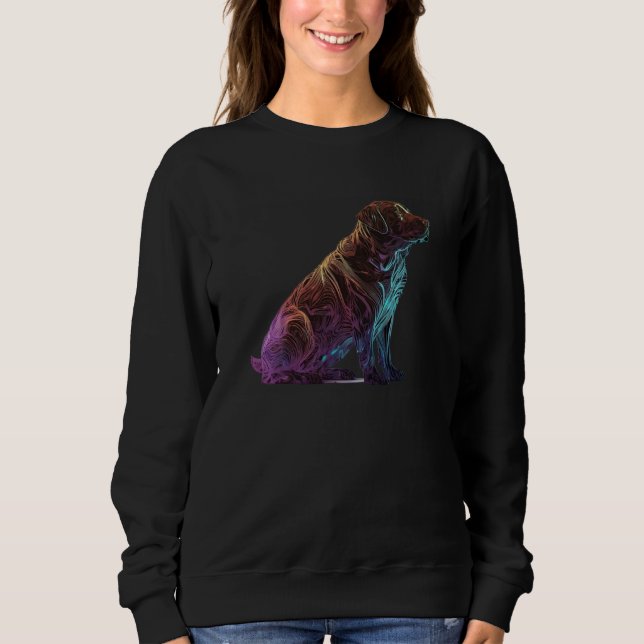 Moletom Chocolate Labrador Synthwave Anos 80 Retrowave Est (Frente)
