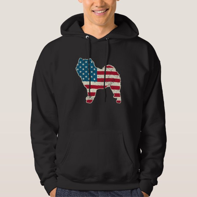 Moletom Chow Chow 4th of July Men Women USA American Flag  (Frente)