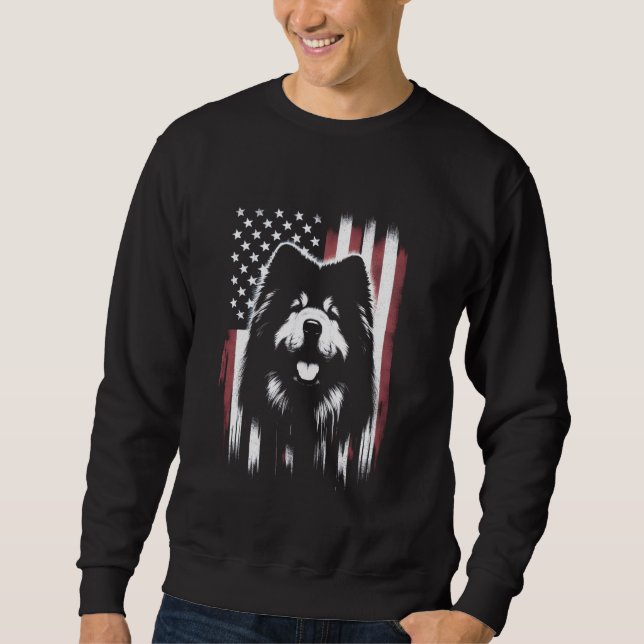 Moletom Chow Chow American Flag - Patriótico USA Dog Lover (Frente)