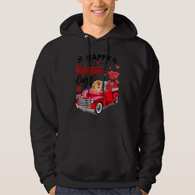 Moletom Chow Chow Heart Red Truck Happy Valentine Day Dog (Frente)
