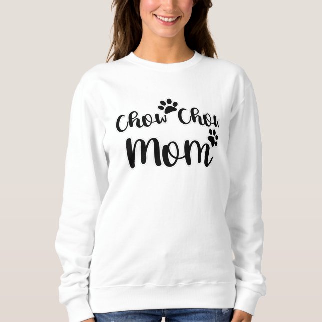 Moletom Chow Chow Mãe Pawprint Preto e Design Branco (Frente)
