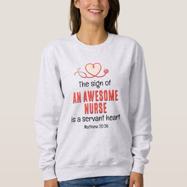 Moletom Christian AWESOME NURSE SERVANT HEART Personalizáv (Frente)