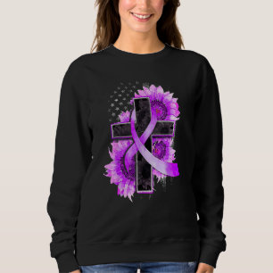 Moletom Christian Cross Sunflower Purple Support Alzheimer