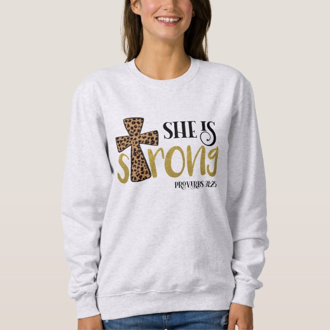 Moletom Christian Ela É Forte Bíblia Verse Proverbs 31:25 (Frente)