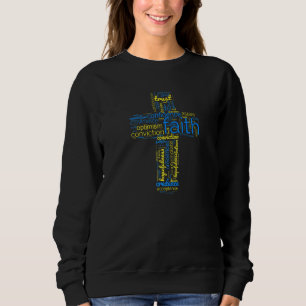 Moletom Christian Faith Cross Word Cloud Yellow E B