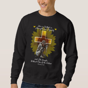 Moletom Christian For Women Cross Bíblia Verso Sunflower