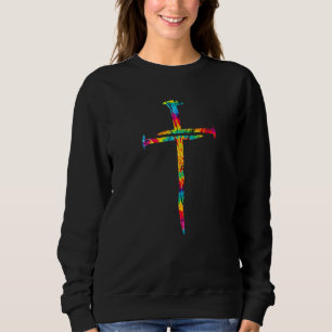 Moletom Christian Jesus Nail Cross Tie Dye Rainbow Bíblia