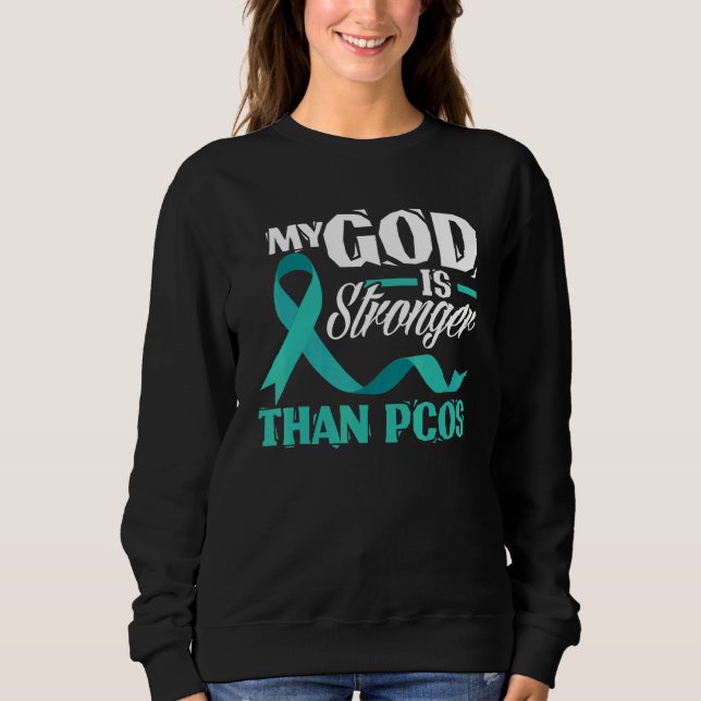 Moletom Christian My God Is Stronger Than PCOS Awareness (Frente)