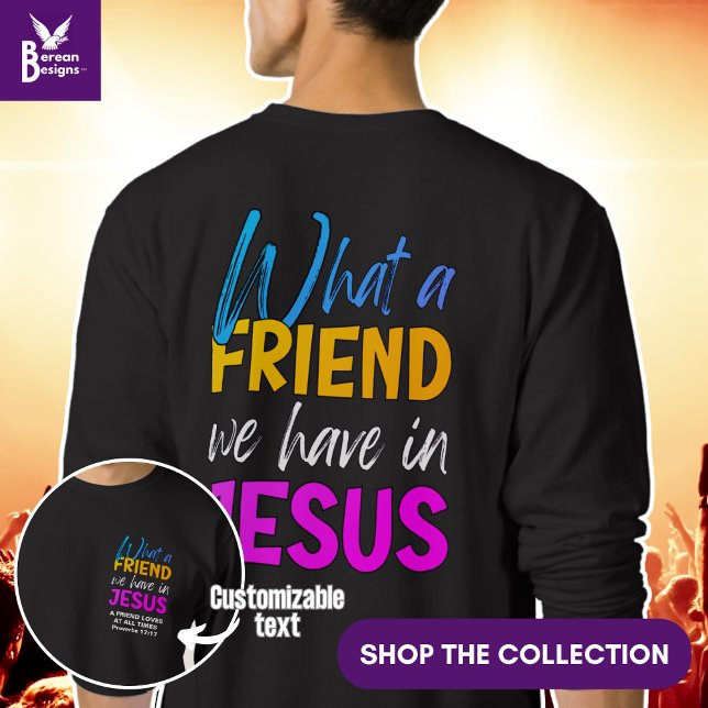 Moletom Christian, QUE AMIGO TEMOS EM JESUS (Stylish WHAT A FRIEND WE HAVE IN JESUS Christian sweatshirt with customizable text on pocket)