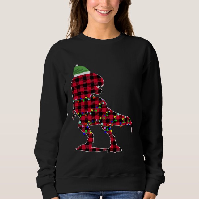 Moletom Christmas 2020 Buffalo Plaid Dino Rex (Frente)
