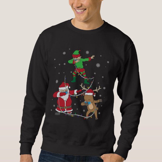 Moletom Christmas 2020 Dabbing Santa Elf Reindeer Face Mas (Frente)