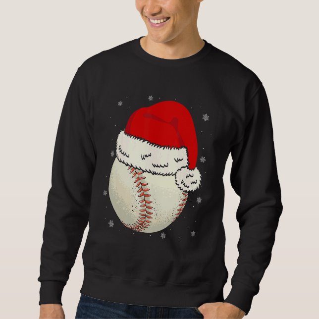 Moletom Christmas Baseball Ball Santa Hat Xmas Boys Catche (Frente)