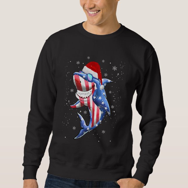 Moletom Christmas Believe Santa Claus Riding Shark Xmas UG (Frente)