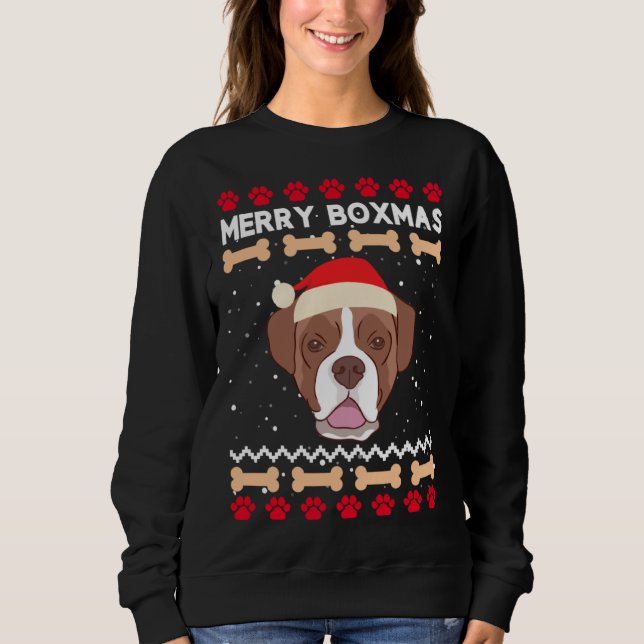 Moletom Christmas Boxer Dog Santa Hat Ugly Xmas Merry Boxm (Frente)