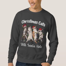 Moletom Christmas Cats with Santa Hats Cute Funny Holiday