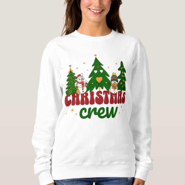 Moletom Christmas Crew Happy Winter Scene Playful Snowman (Frente)