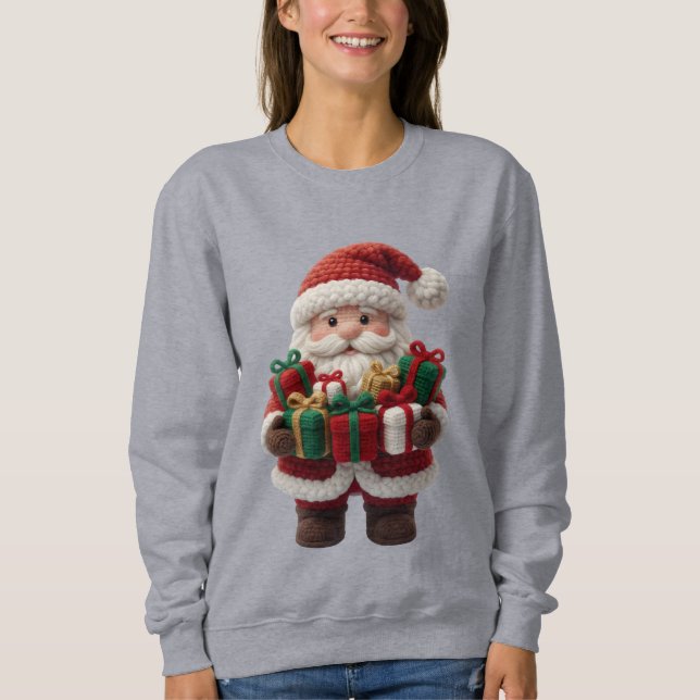 Moletom Christmas Crochet Santa Women’s Sweatshirt – Cute  (Frente)