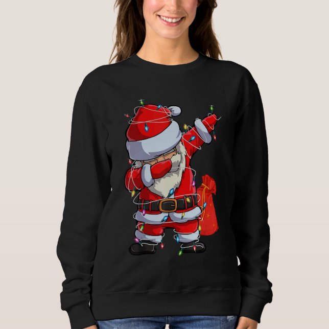 Moletom Christmas Dabbing Santa Claus Xmas Lights  Boys Ki (Frente)