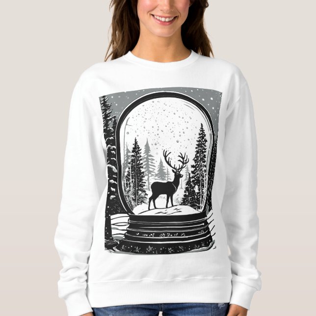 Moletom Christmas deer ans trees sweat-shirt for women (Frente)