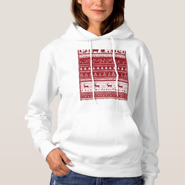 Moletom Christmas deer ,trees and snow hoodie for women  (Frente)