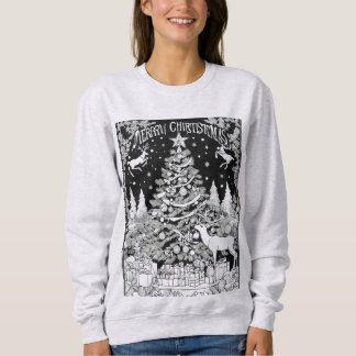 Moletom Christmas deer trees snow ladies  sweat-shirt 