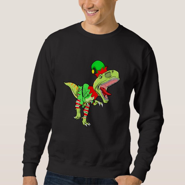 Moletom Christmas Dinosaur Elf Boys Kids Teens Xmas  Men (Frente)