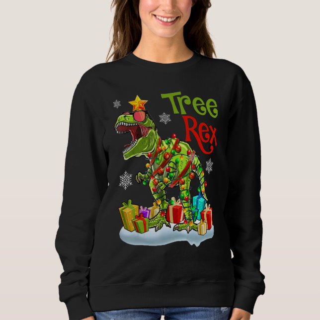 Moletom Christmas Dinosaur Tree Rex Pajamas  Christmas Cos (Frente)