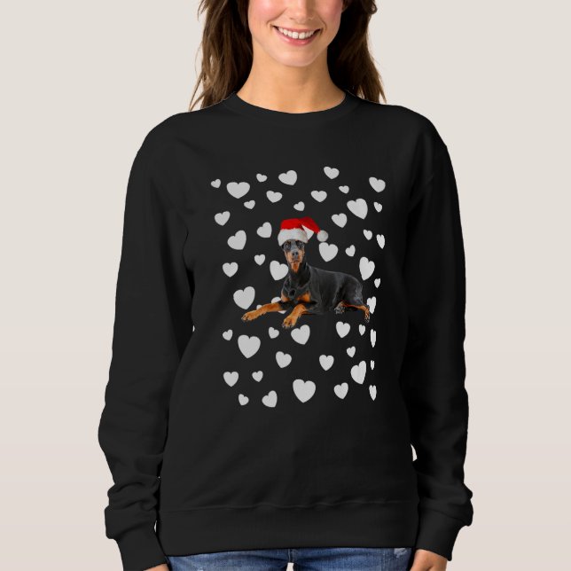Moletom Christmas Doberman Pinscher Xmas Santa Hat Dog Mom (Frente)