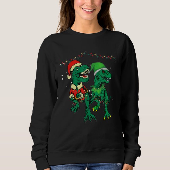 Moletom Christmas for men women kids Santa ELF Dinosaur (Frente)