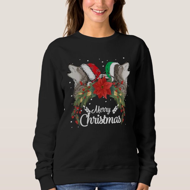 Moletom Christmas for men women kids Santa ELF Wolf (Frente)