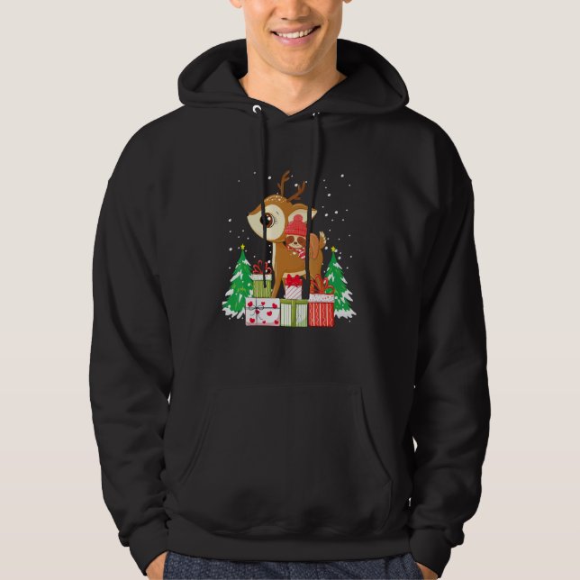 Moletom Christmas for men women kids sloth Riding Reindeer (Frente)