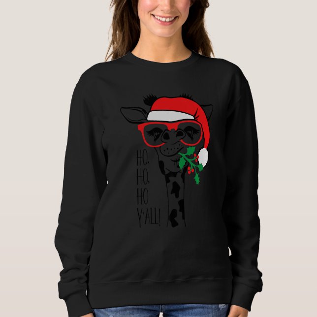 Moletom Christmas Giraffe With Glasses Santa Hat Xmas (Frente)