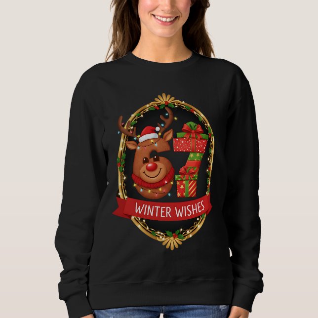 Moletom Christmas Graphic Santa Claus Reindeer Six Seven  (Frente)