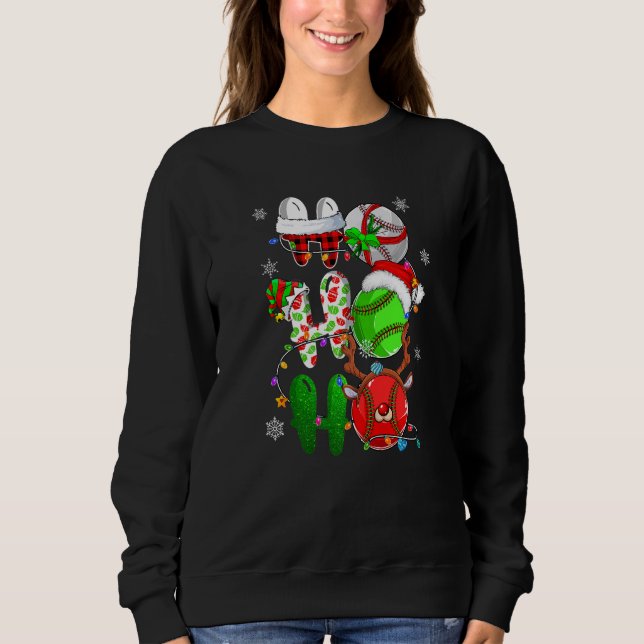 Moletom Christmas Ho Ho Ho Baseball  Santa Reindeer Elf Xm (Frente)