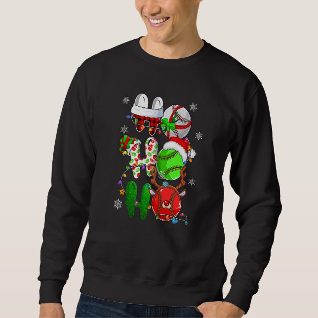Moletom Christmas Ho Ho Ho Baseball  Santa Reindeer Elf Xm (Frente)
