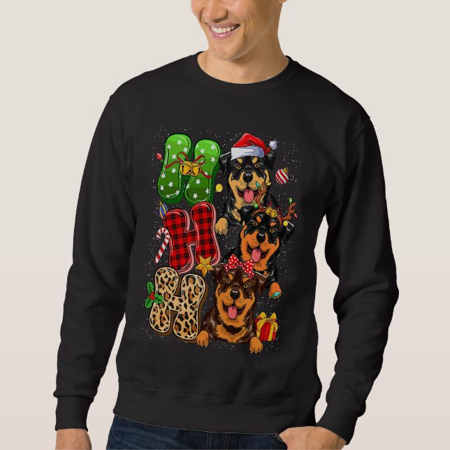 Moletom Christmas Ho Ho Ho Rottweiler Dog For Dog Lover Fu (Frente)