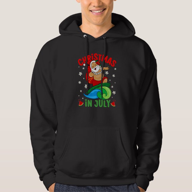 Moletom Christmas In July Hawaiian Santa Surfing Summer Be (Frente)