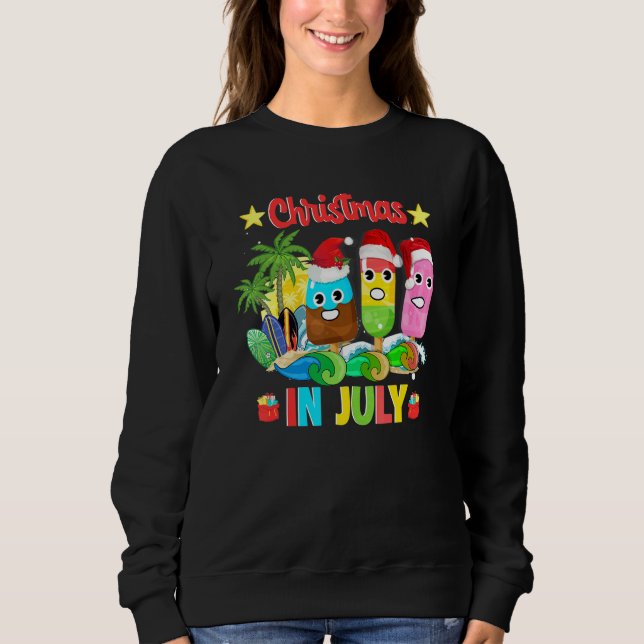Moletom Christmas In July Ice Pops In Santa Hat Kids Toddl (Frente)