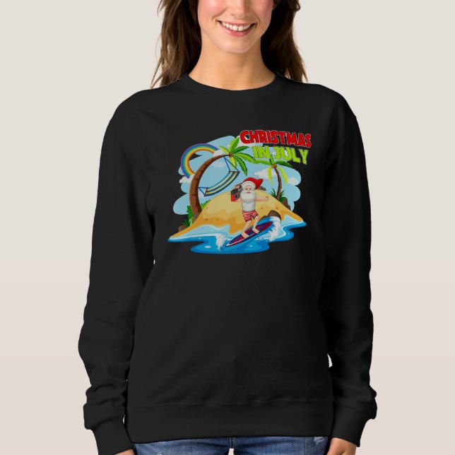 Moletom Christmas In July Santa Claus Beach Island Summer (Frente)