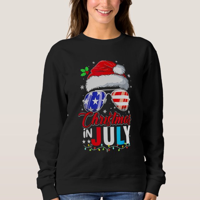 Moletom Christmas In July Santa Hat Sunglasses Summer Cele (Frente)