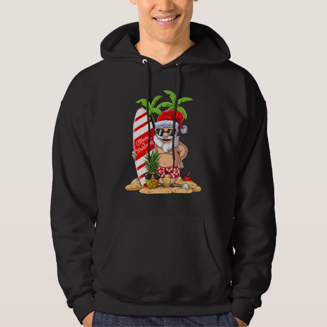 Moletom Christmas In July Santa Hawaiian Surfing  Summer S (Frente)