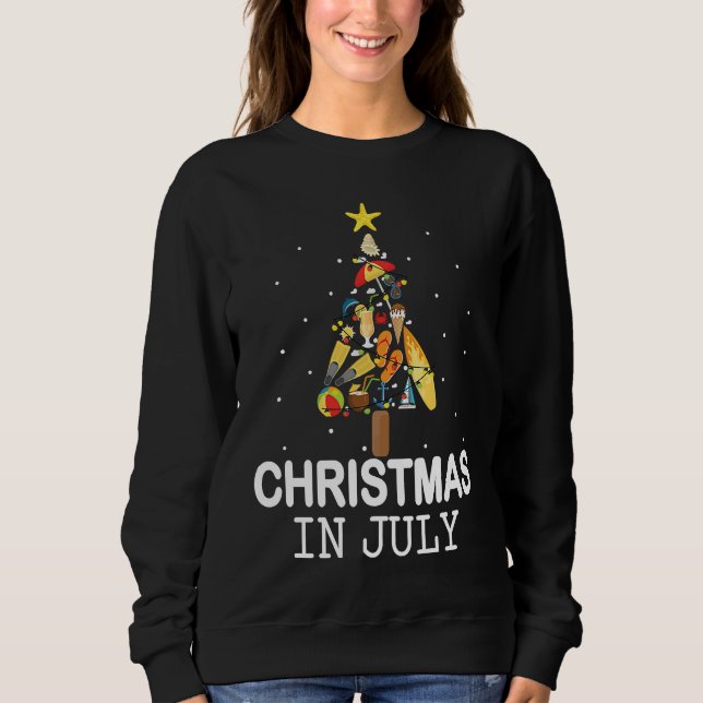 Moletom Christmas In July Santa Summer Beach Vacation Tree (Frente)