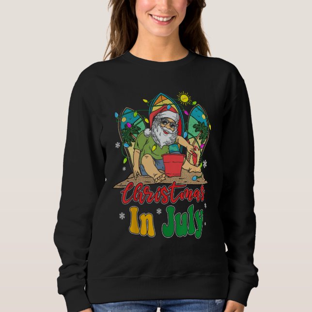 Moletom Christmas In July Santa Summer Vacation Beach (Frente)