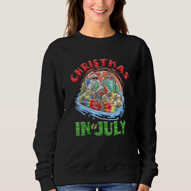 Moletom Christmas In July Santa Tie Dye Summer Surf Surfin (Frente)