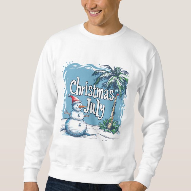 Moletom Christmas in July Snowman & Palm Tree Design (Frente)