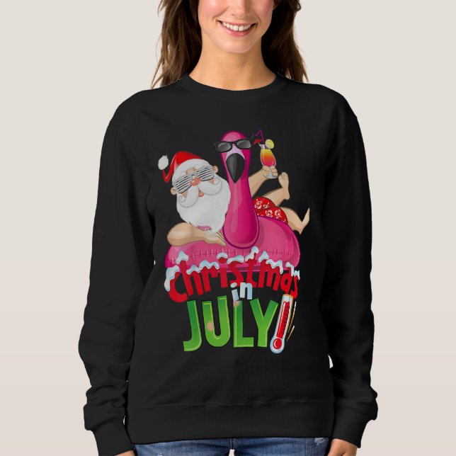 Moletom Christmas in July  Summer Flamingo Float Xmas 2 (Frente)